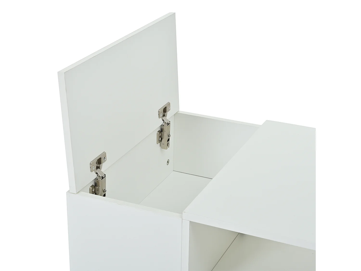 Tavolino da caffè laccato lucido - 100 x 50 x 40 cm - con 1 cassetto + LED + 6 vani portaoggetti - truciolare - bianco