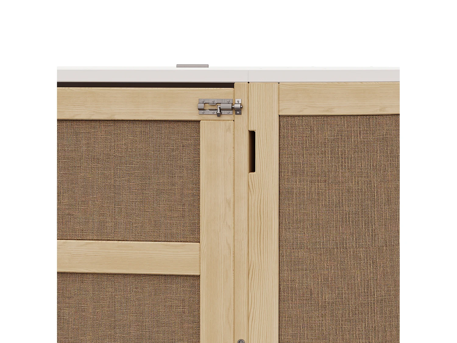 Lit escamotable pour enfant - 140 x 200 cm - avec compartiments de rangement - design rotin - bois - naturel