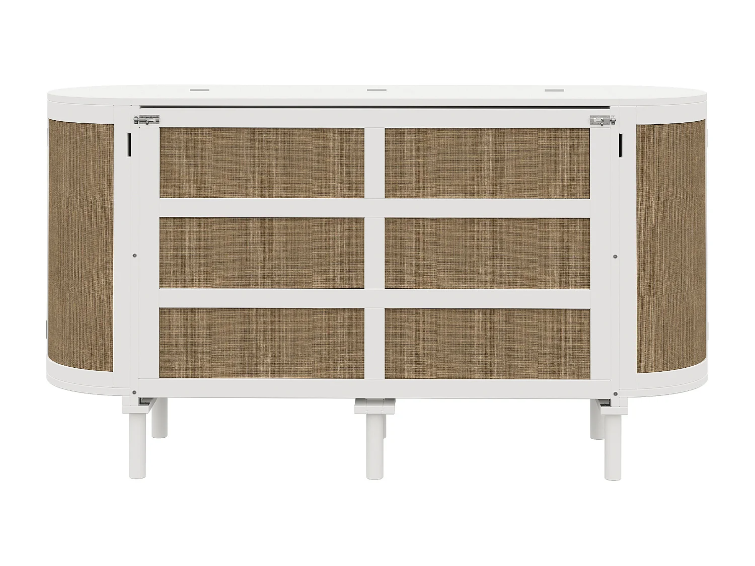 Lit escamotable pour enfant - 140 x 200 cm - avec compartiments de rangement - design rotin - bois - blanc