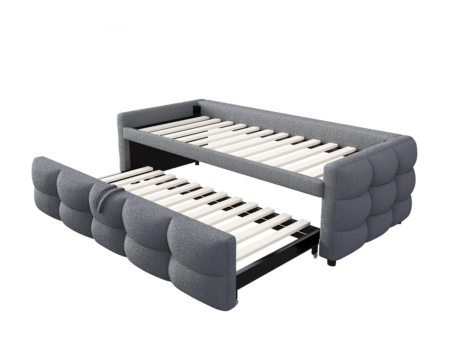 Canapé-lit extensible rembourré - 90/180 x 190 cm - avec sommier à lattes - velours - gris