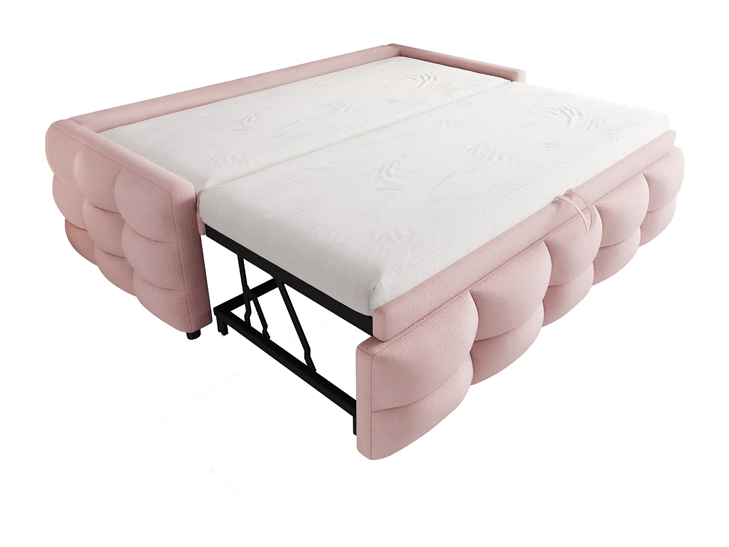 Canapé-lit extensible rembourré - 90/180 x 190 cm - avec sommier à lattes - velours - rose