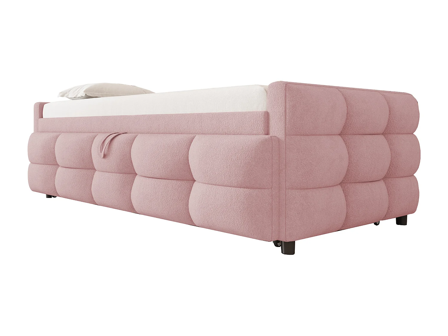 Canapé-lit extensible rembourré - 90/180 x 190 cm - avec sommier à lattes - velours - rose