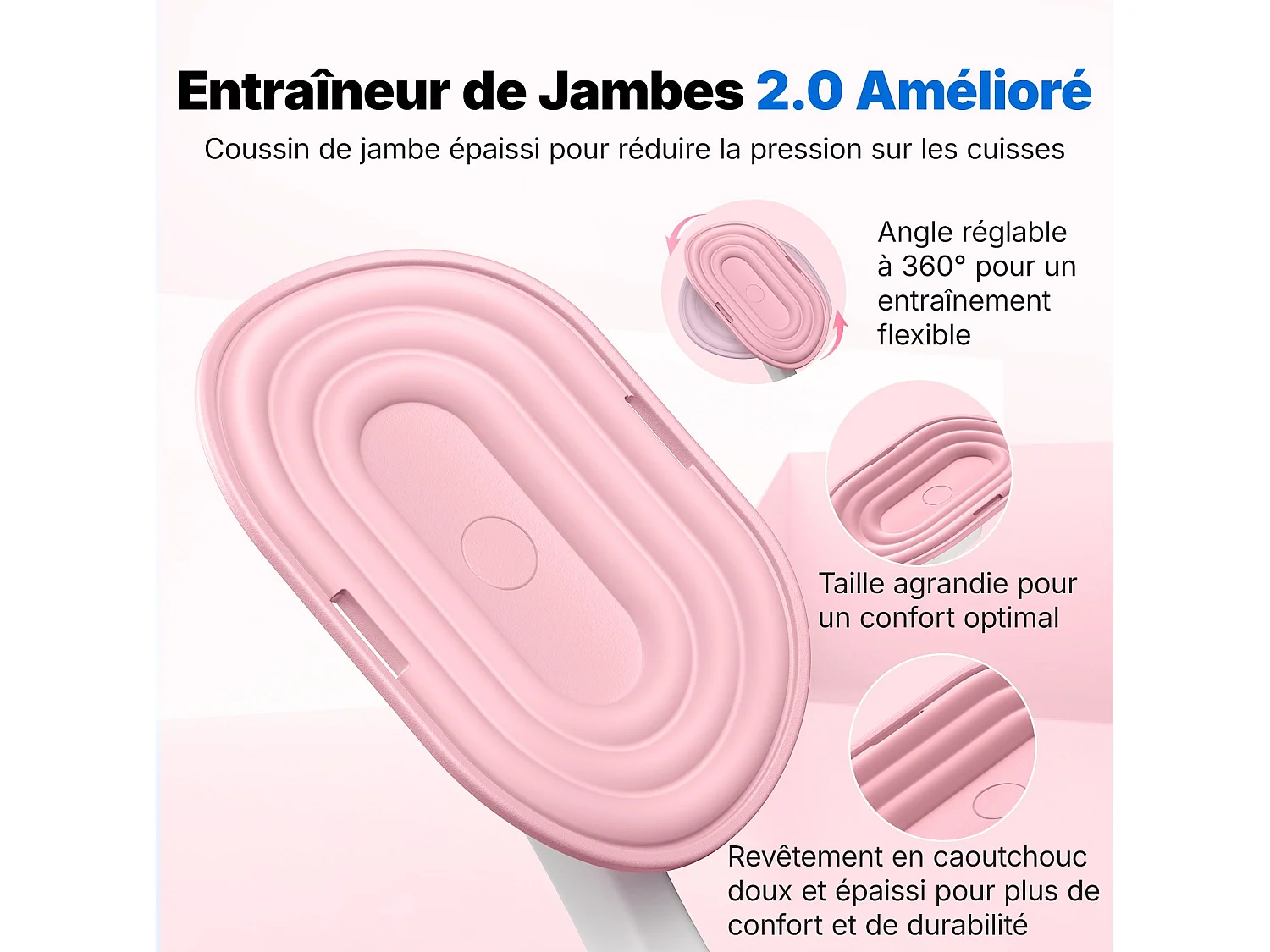 LEG TRAINER 2-en-1 MERACH, Angle Réglable, LED, Affichage Double Échelle, Indicateur de Pression, 2 Niveaux de Résistance, Portable, Rose