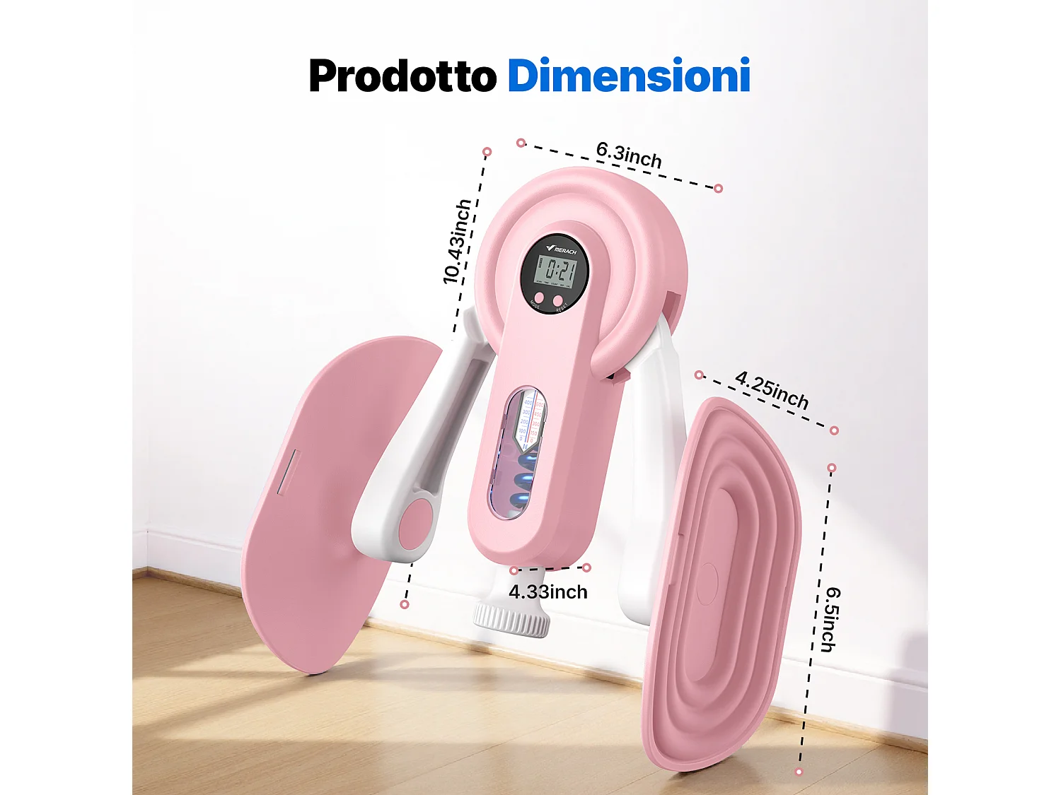 Entrenador de Piernas 2 en 1 MERACH, Ángulo Ajustable, LED, Pantalla de Doble Escala, Indicador de Presión, 2 Niveles de Resistencia, Portátil, Rosa