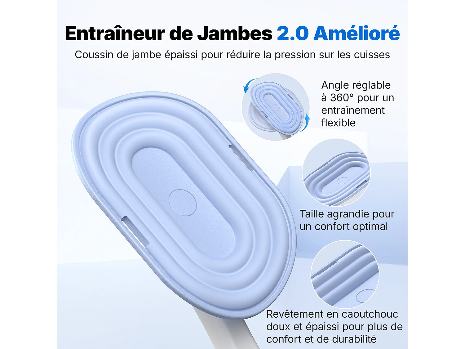 LEG TRAINER 2-en-1 MERACH, Angle Réglable, LED, Affichage Double Échelle, Indicateur de Pression, 2 Niveaux de Résistance, Portable, Bleu
