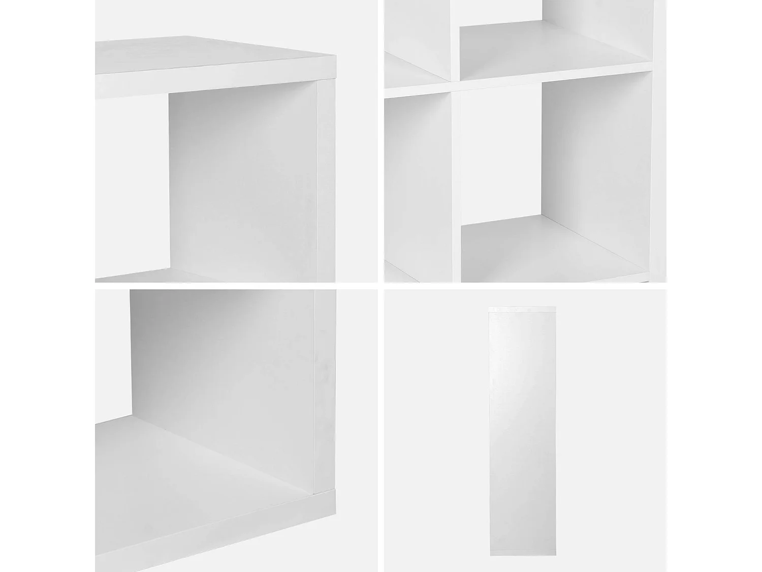 Etagère bibliothèque 4 niveaux 8 compartiments. casiers. effet bois blanc. L 76 x P 39 x H 146cm