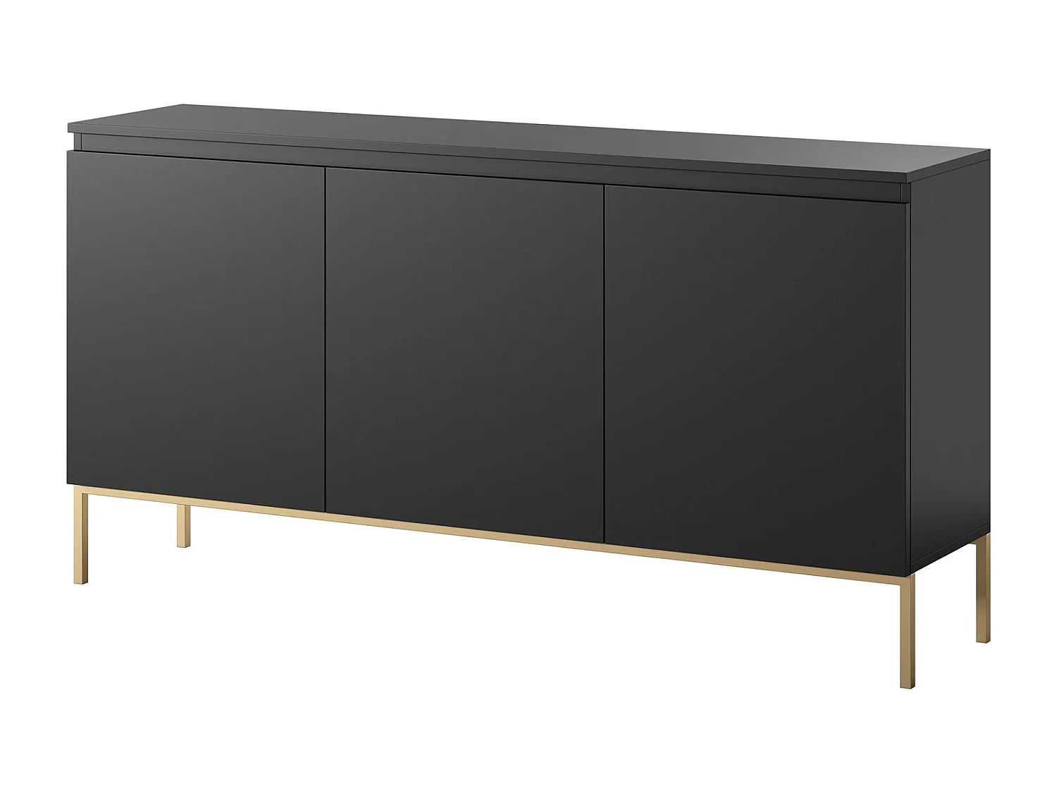 Commode à trois portes 150 cm – noir, pieds dorés – BEMMI
