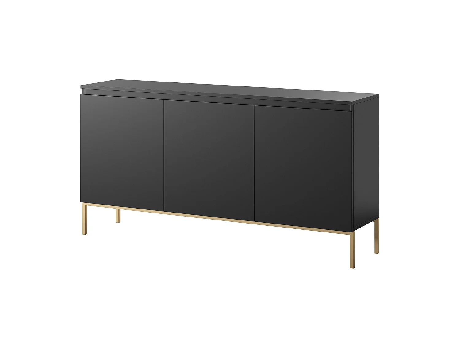 Commode à trois portes 150 cm – noir, pieds dorés – BEMMI