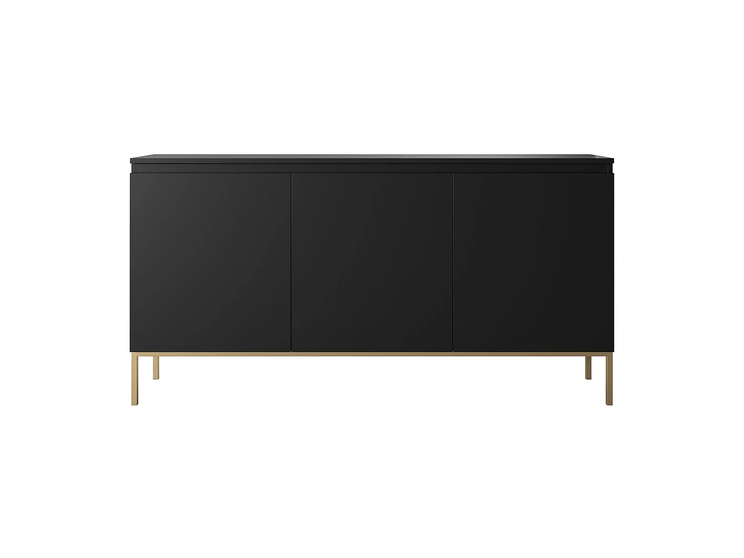 Commode à trois portes 150 cm – noir, pieds dorés – BEMMI