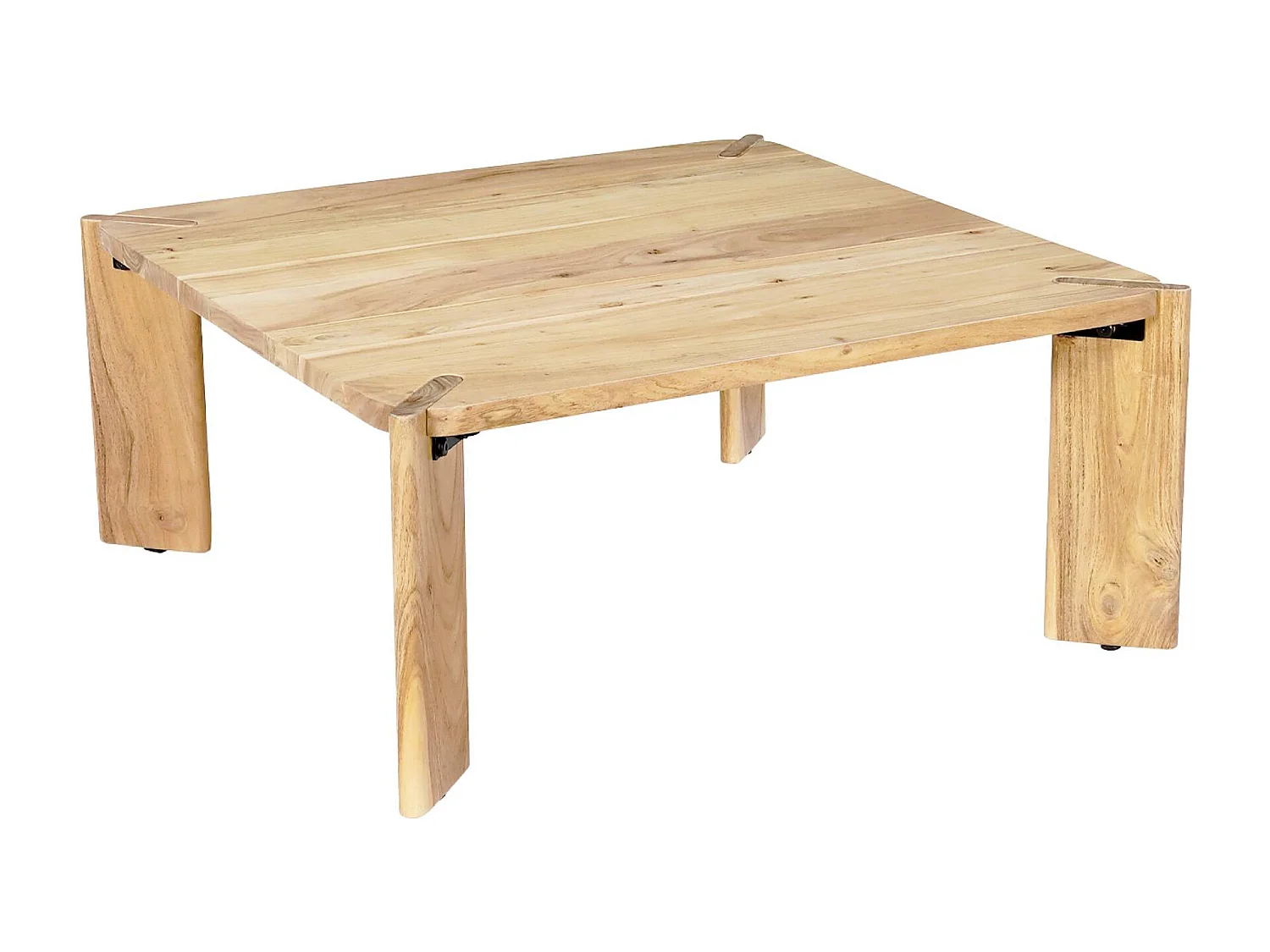 Mesa de centro exótica cuadrada de madera maciza natural