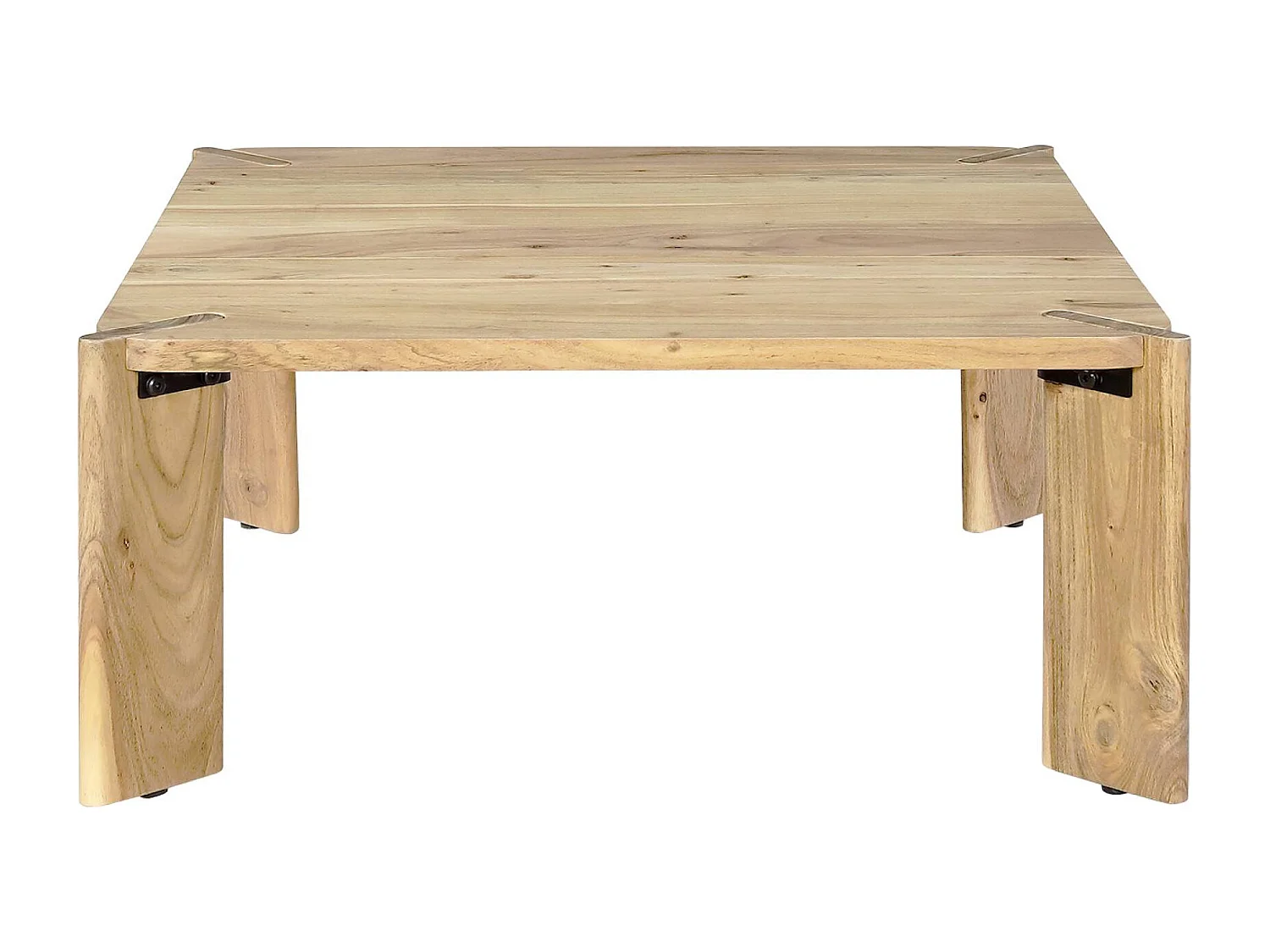 Mesa de centro exótica cuadrada de madera maciza natural