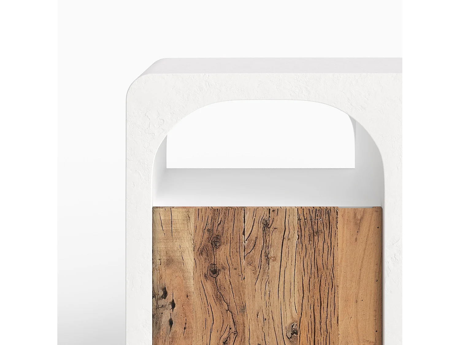 Credenza in cemento bianco sporco e legno - Fira