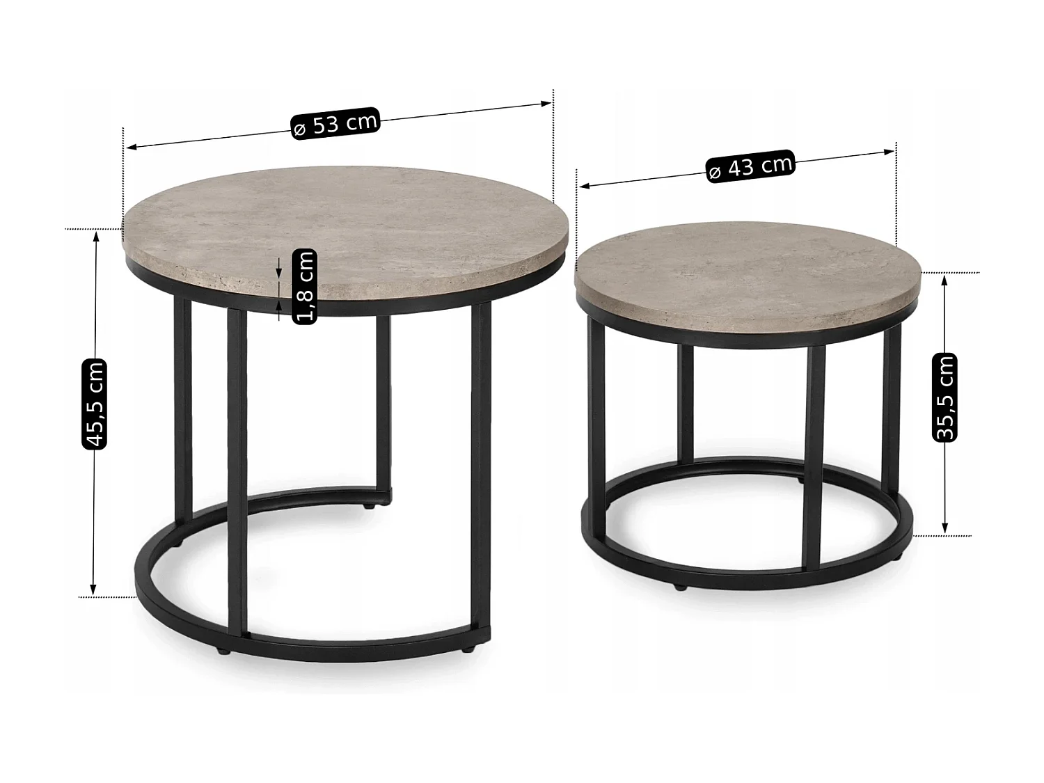 Ensemble de tables basses Rocky Béton Gris