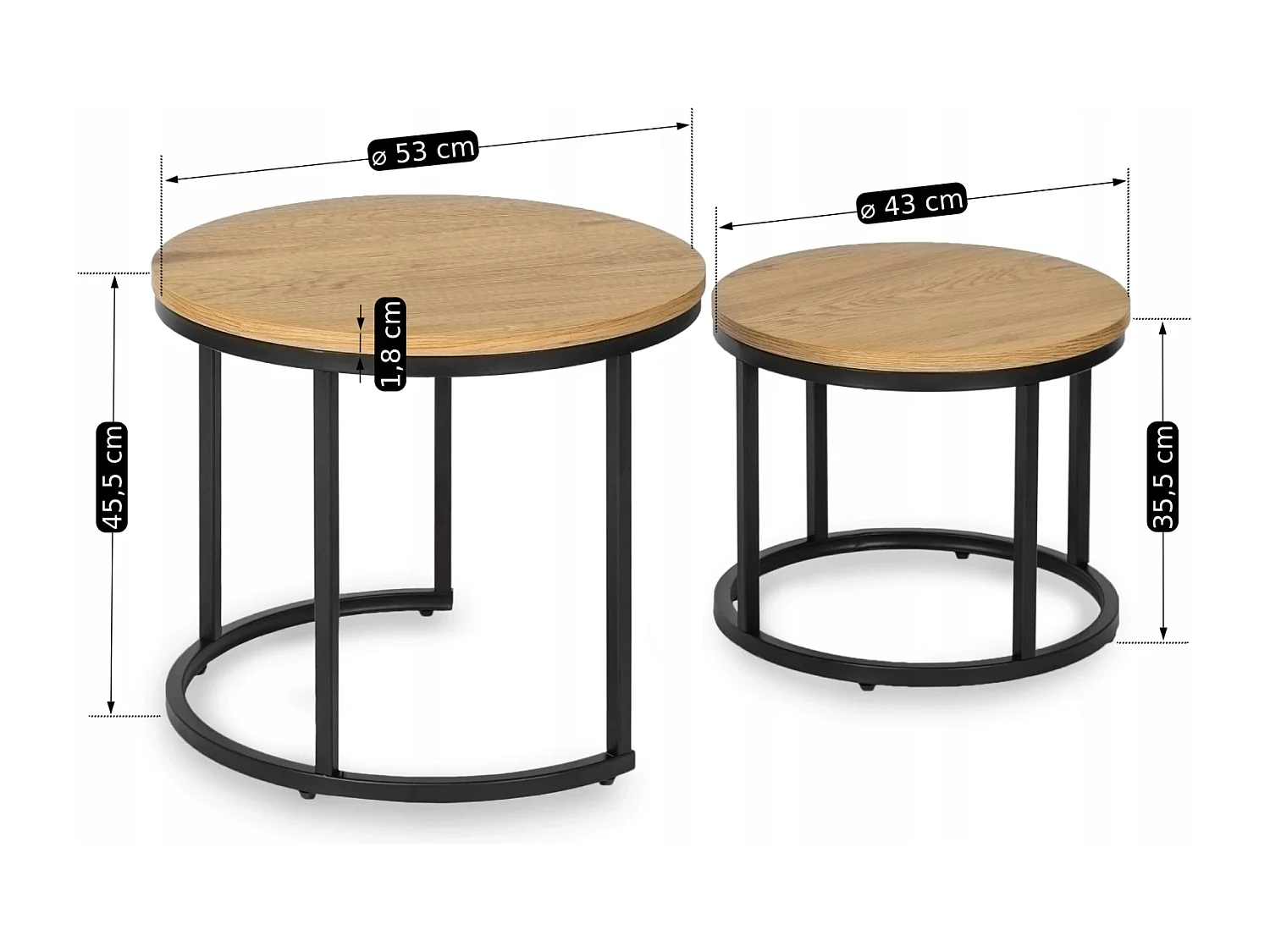 Ensemble de tables basses Delia Chêne Doré