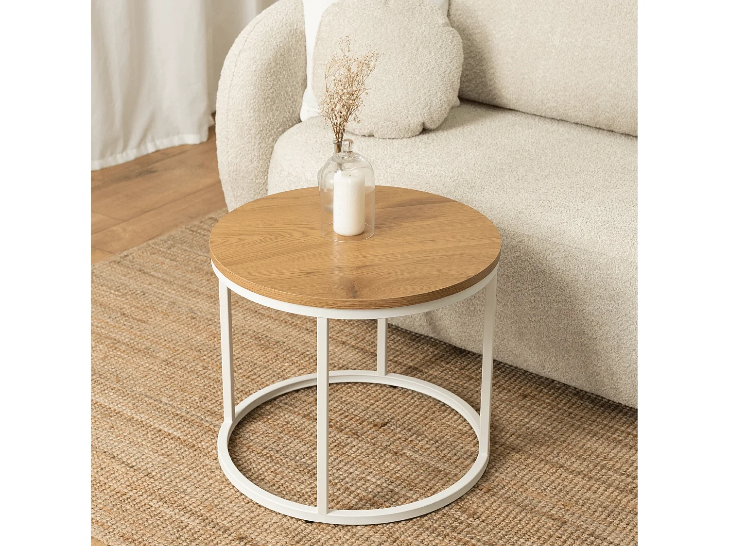 Table basse Ann Chêne / Blanc