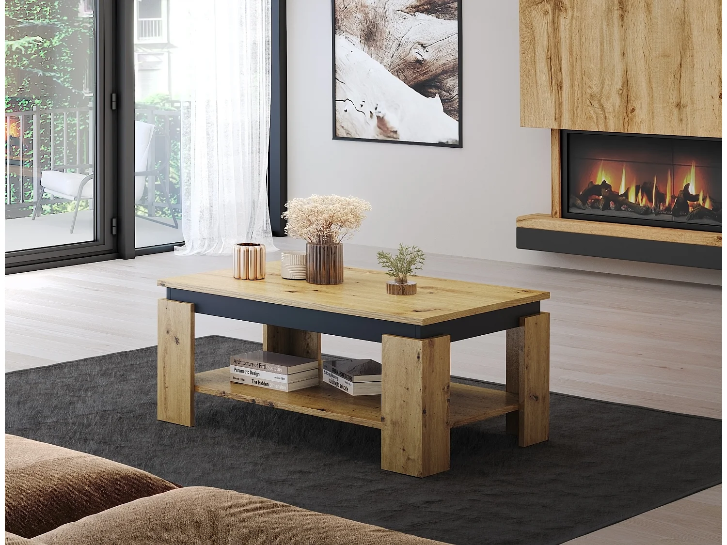 Table basse Turia chêne artisan / anthracite