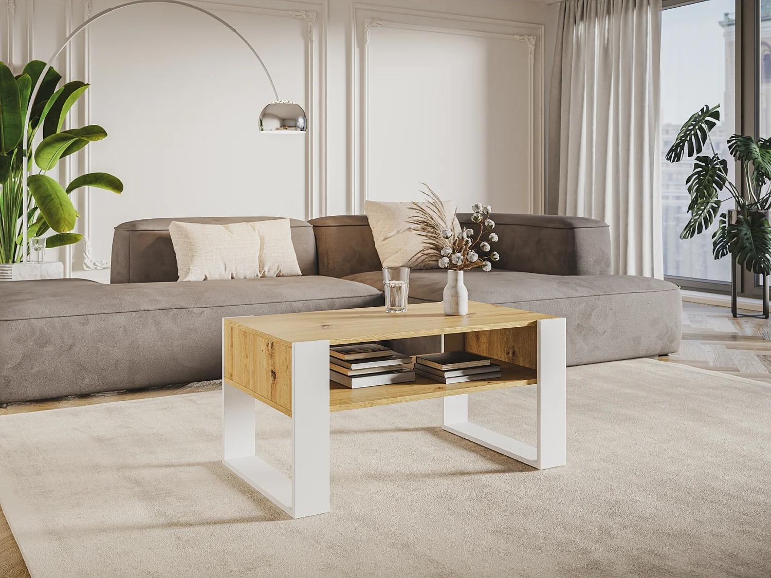 Mesa de centro Cotiba carvalho artisan / branco