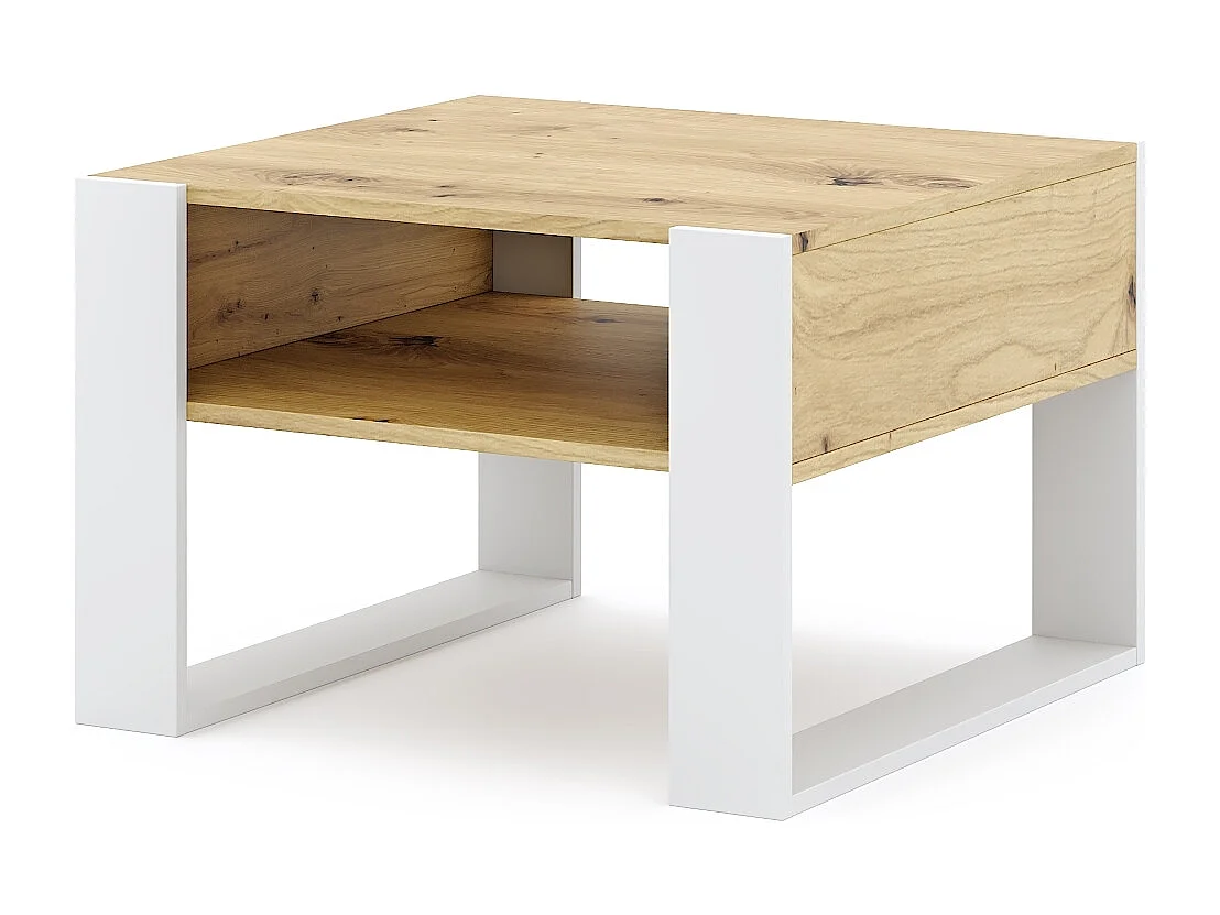 Table basse Quadro chêne artisan / blanc