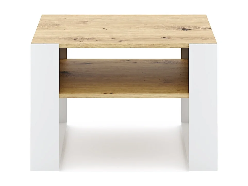 Table basse Quadro chêne artisan / blanc
