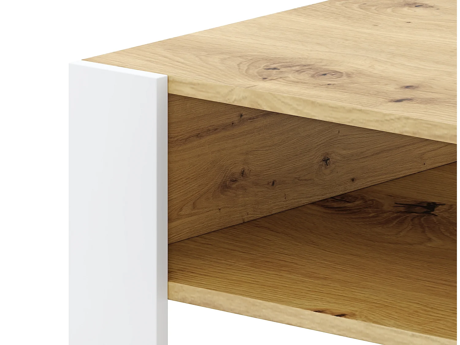 Table basse Quadro chêne artisan / blanc