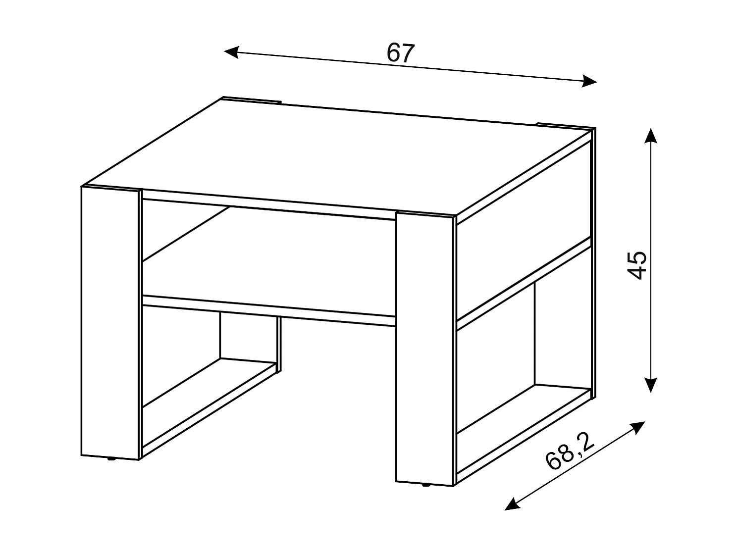 Table basse Quadro chêne artisan / blanc