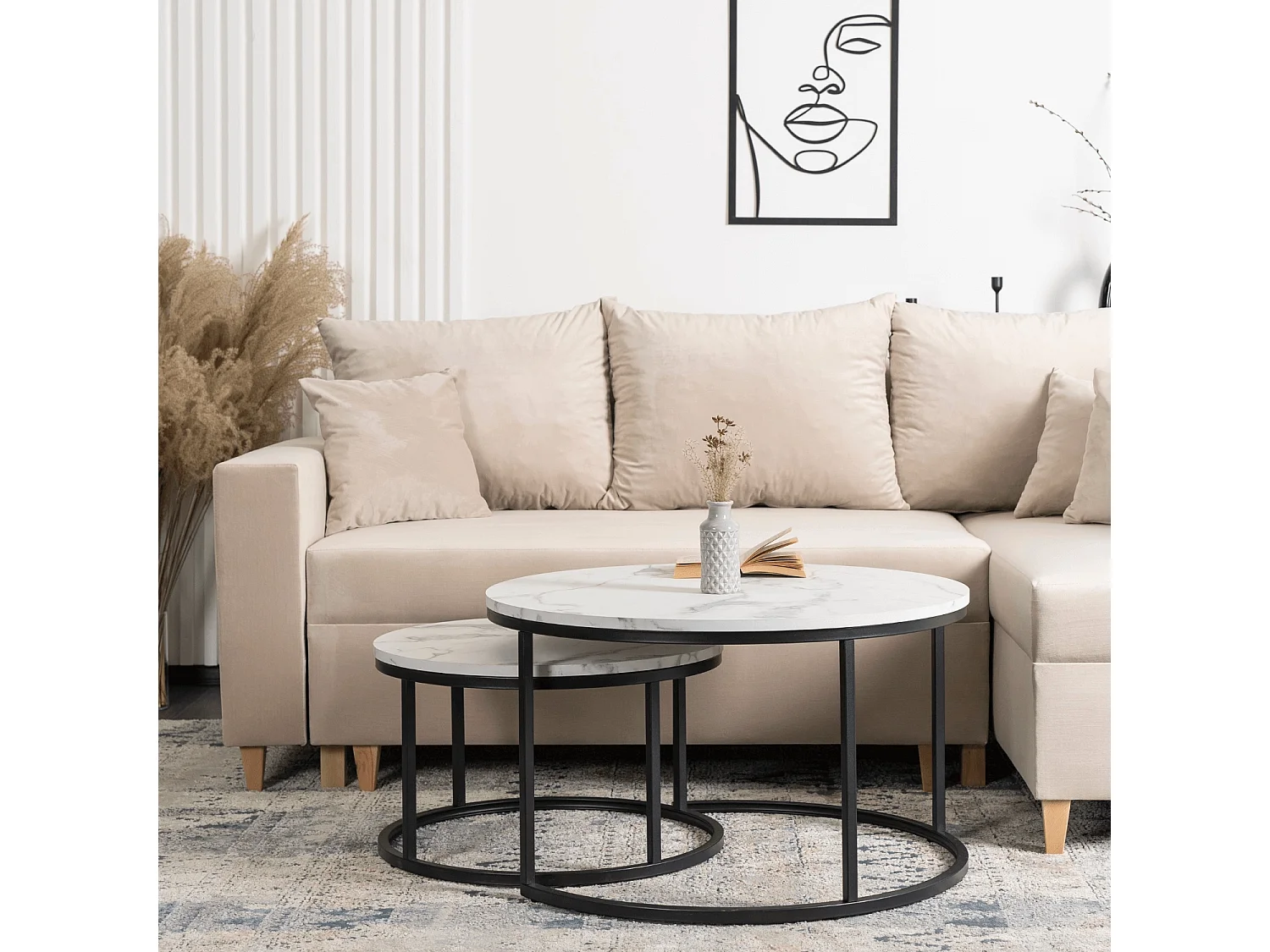 Set di tavolini da caffè Dafne Max Marmo Bianco