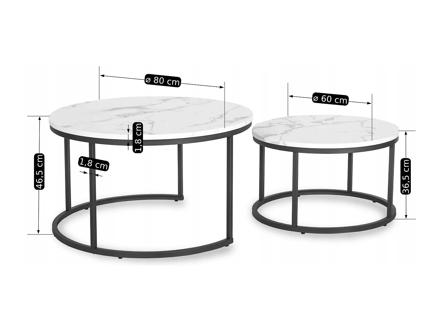 Set di tavolini da caffè Dafne Max Marmo Bianco