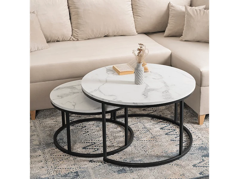 Set de mesas de centro Dafne Max Mármol Blanco