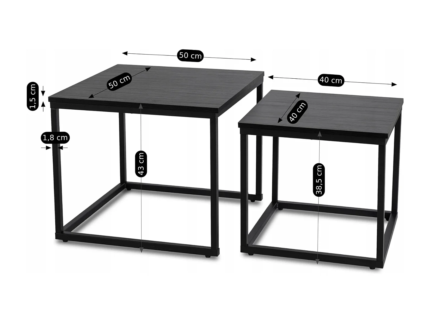 Ensemble de tables basses Tevet Noir