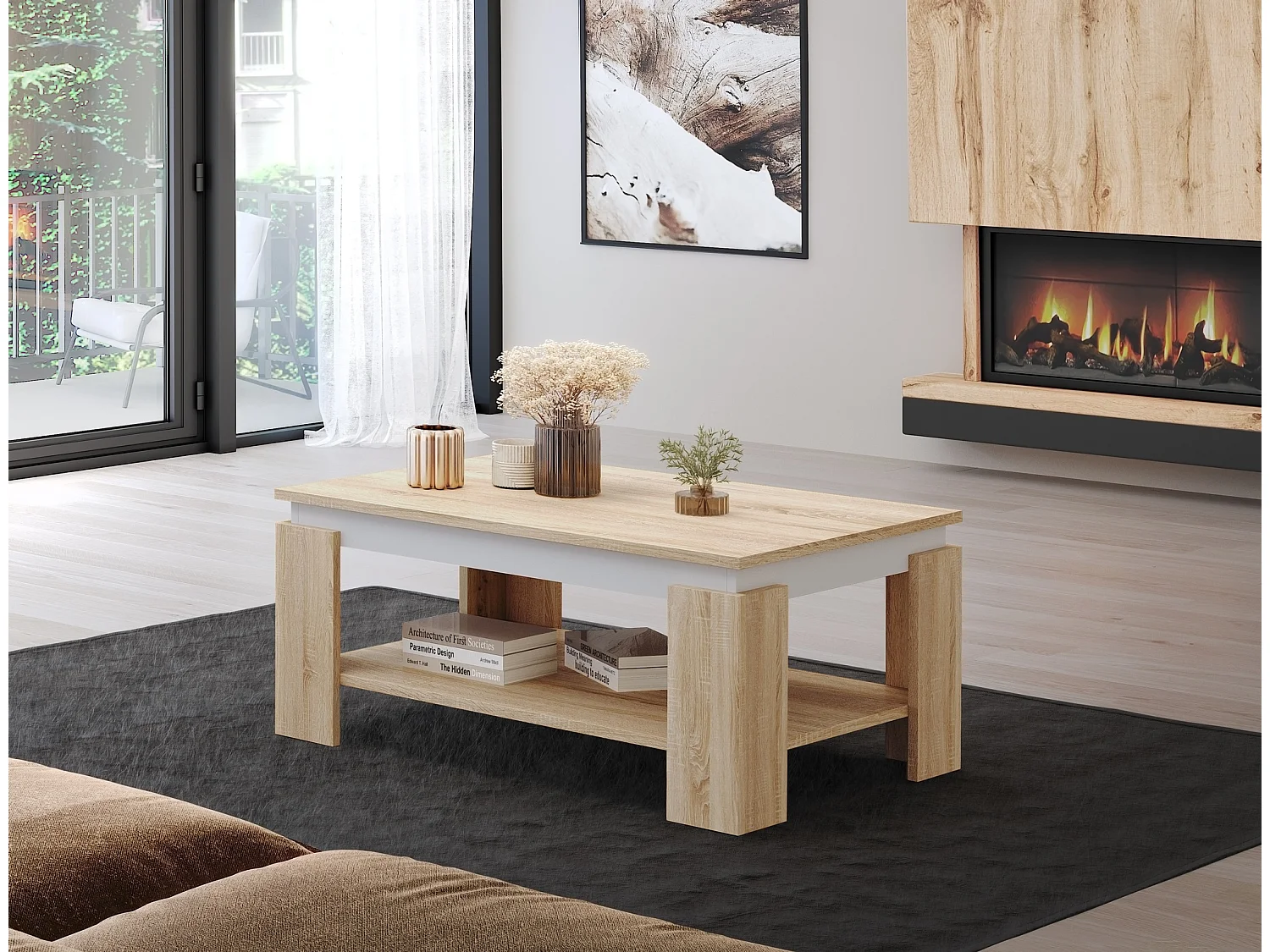 Mesa de centro Turia carvalho sonoma / branco