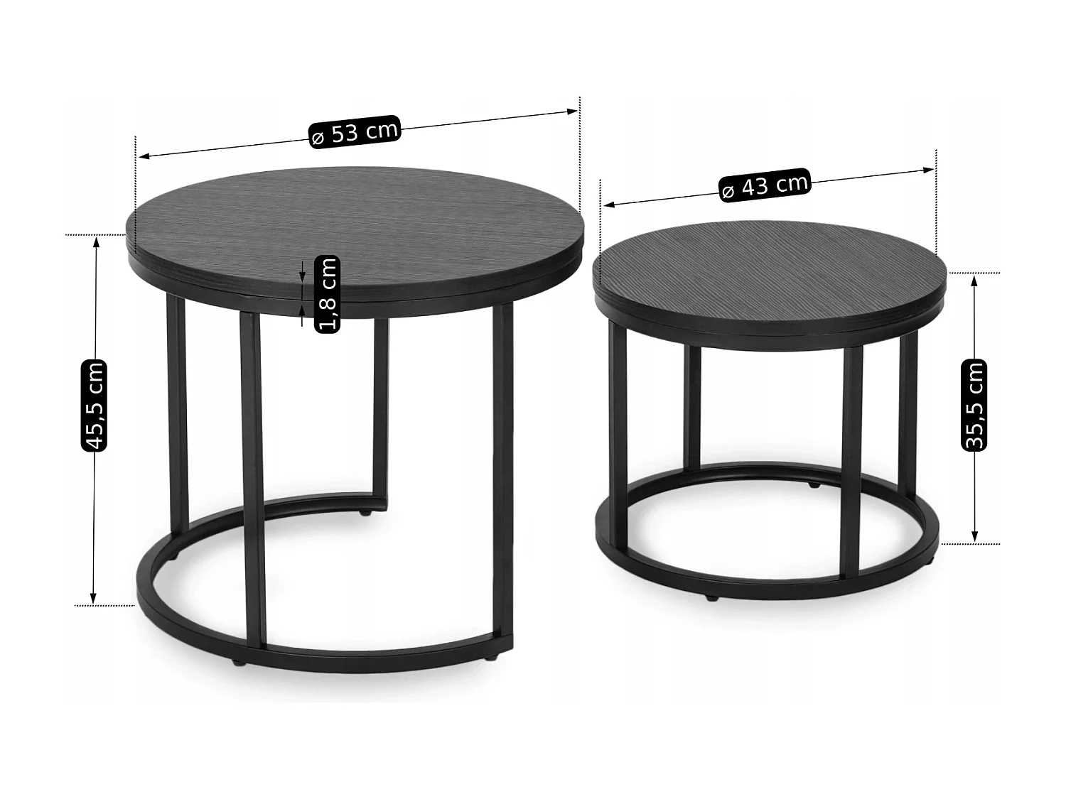 Ensemble de tables basses Manu Noir