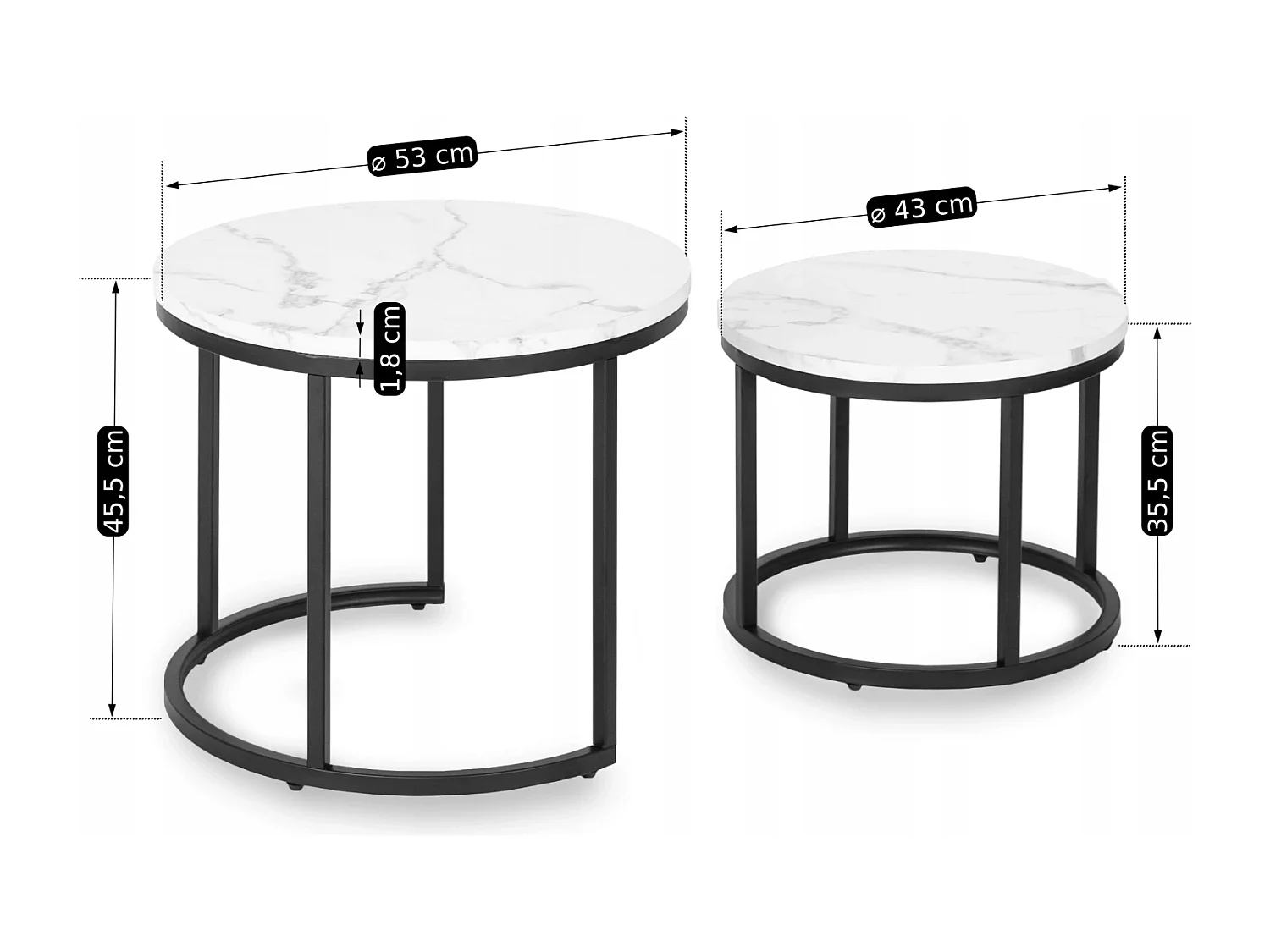 Ensemble de tables basses Dafne Marbre Blanc