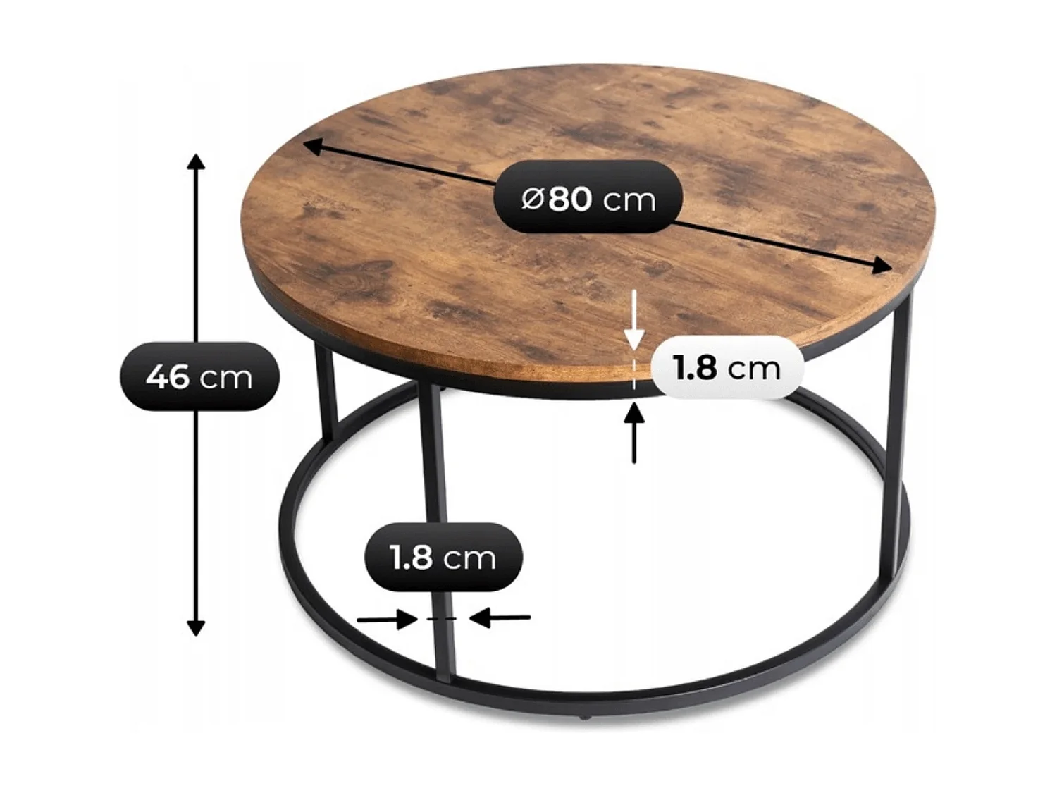 Tavolino da caffè Tim Max Rovere Rustico