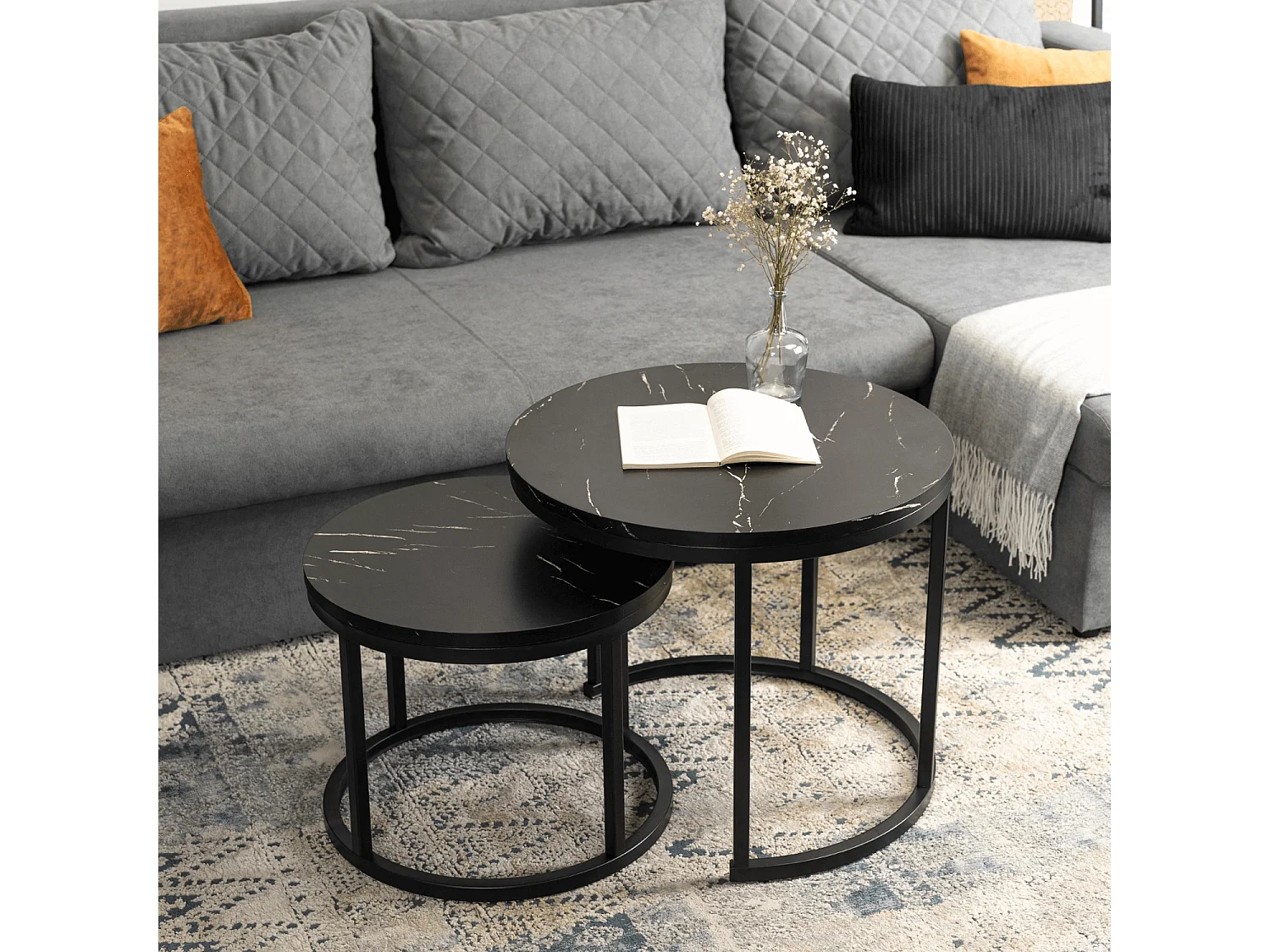 Ensemble de tables basses Mauro Marbre Noir