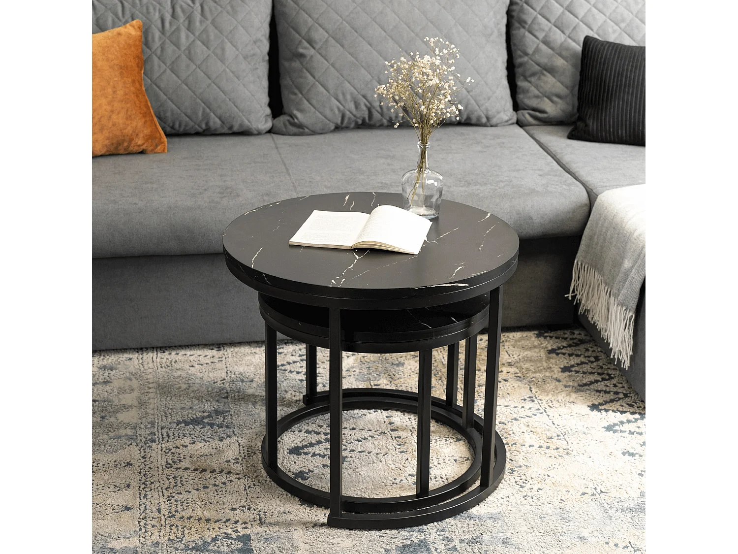 Ensemble de tables basses Mauro Marbre Noir