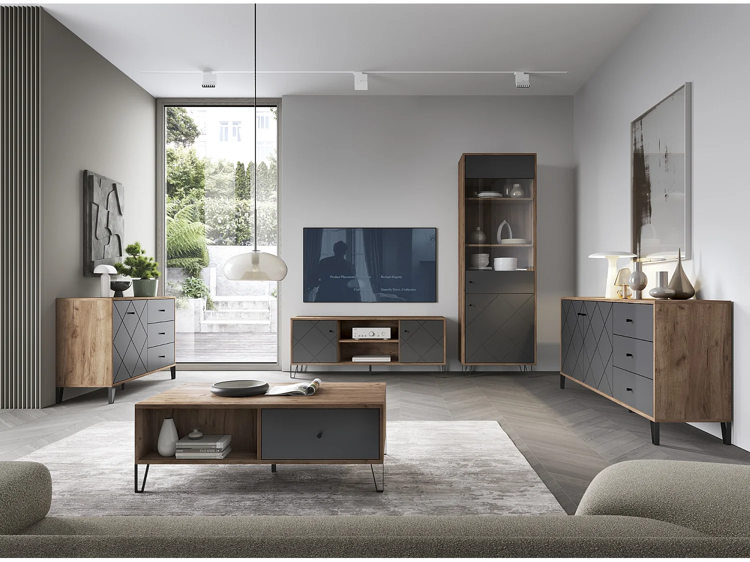 Table basse Bilbao BL 11 chêne craft tabac / graphite