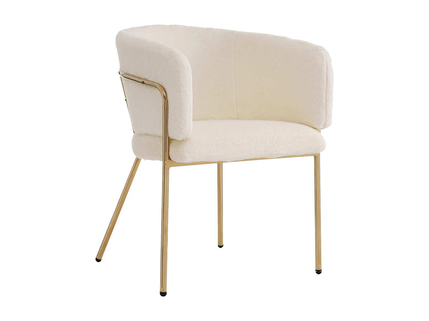 URBAN MEUBLE Chaise de salle à manger, chaise coiffeuse tissu bouclé beige, avec pieds métalliques dorés
