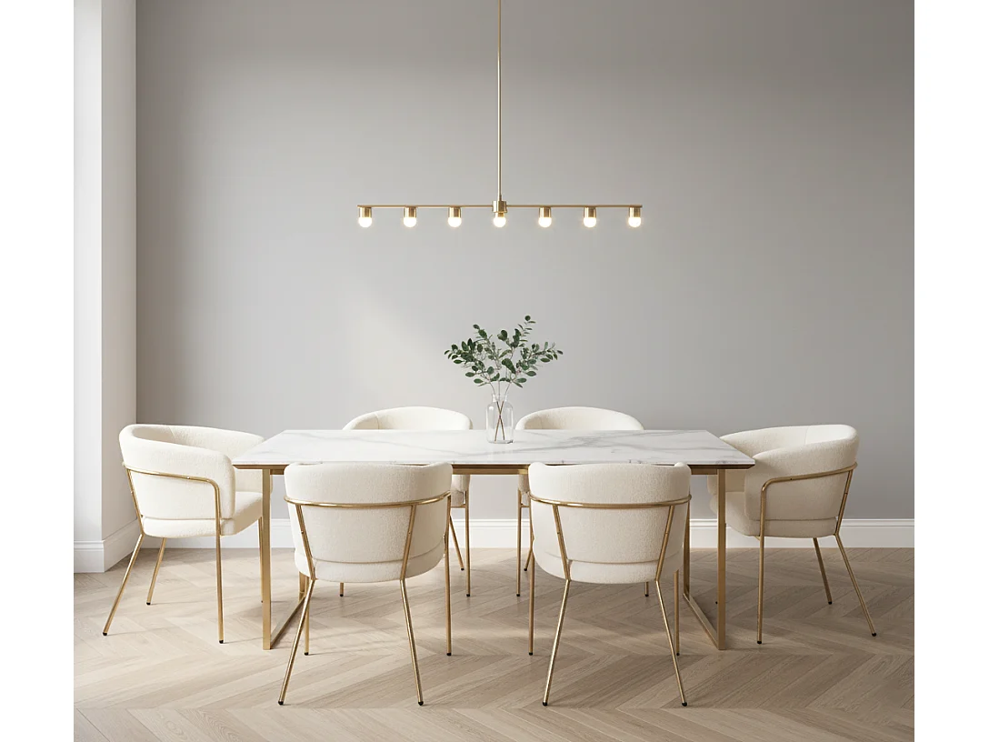 URBAN MEUBLE Chaise de salle à manger, chaise coiffeuse tissu bouclé beige, avec pieds métalliques dorés