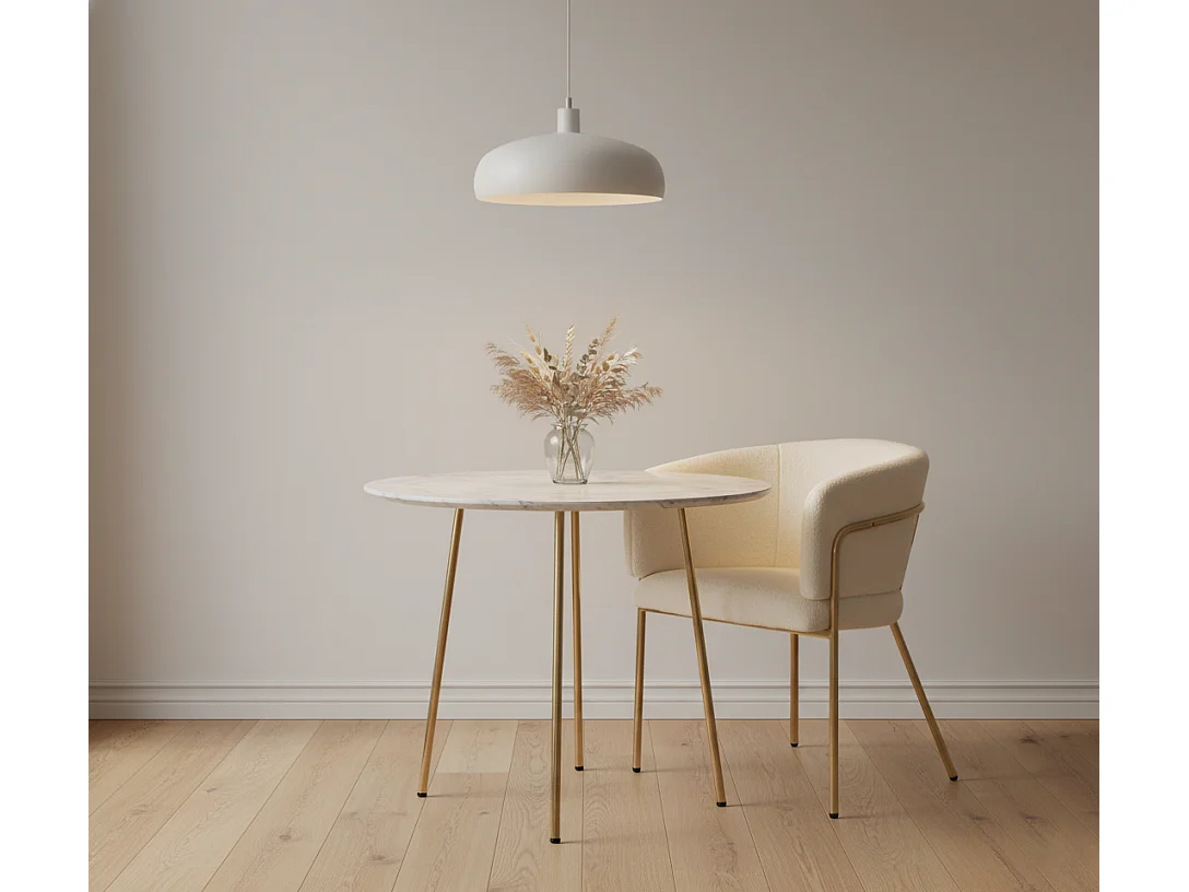 URBAN MEUBLE Chaise de salle à manger, chaise coiffeuse tissu bouclé beige, avec pieds métalliques dorés