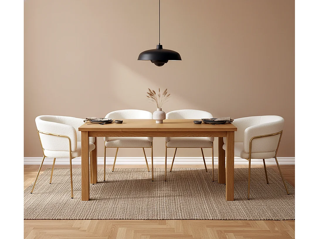 URBAN MEUBLE Chaise de salle à manger, chaise coiffeuse tissu bouclé beige, avec pieds métalliques dorés