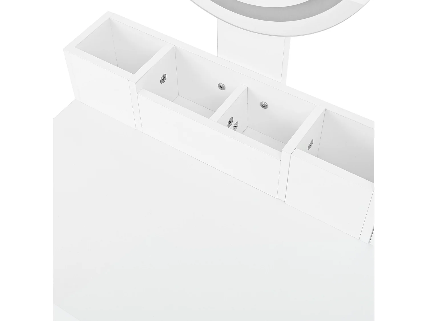 URBAN MEUBLE Coiffeuse blanche moderne avec miroir LED, prise recharge intégrée et pieds dorés