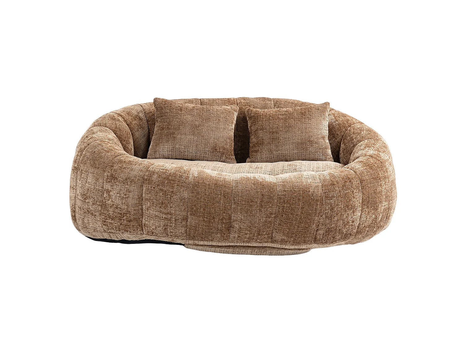 URBAN MEUBLE Canapé compact rond 2 places Loveseat en chenille marron