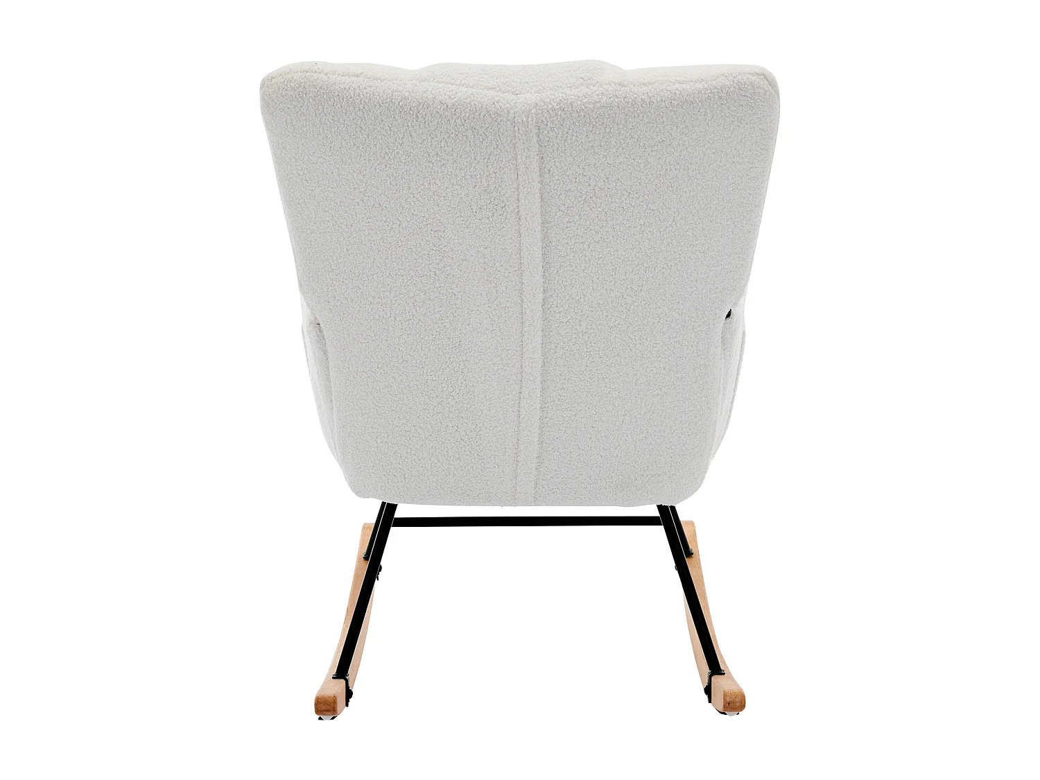 URBAN MEUBLE Fauteuil à bascule en tissu teddy blanc avec coussin de nuque et repose-pieds inclus