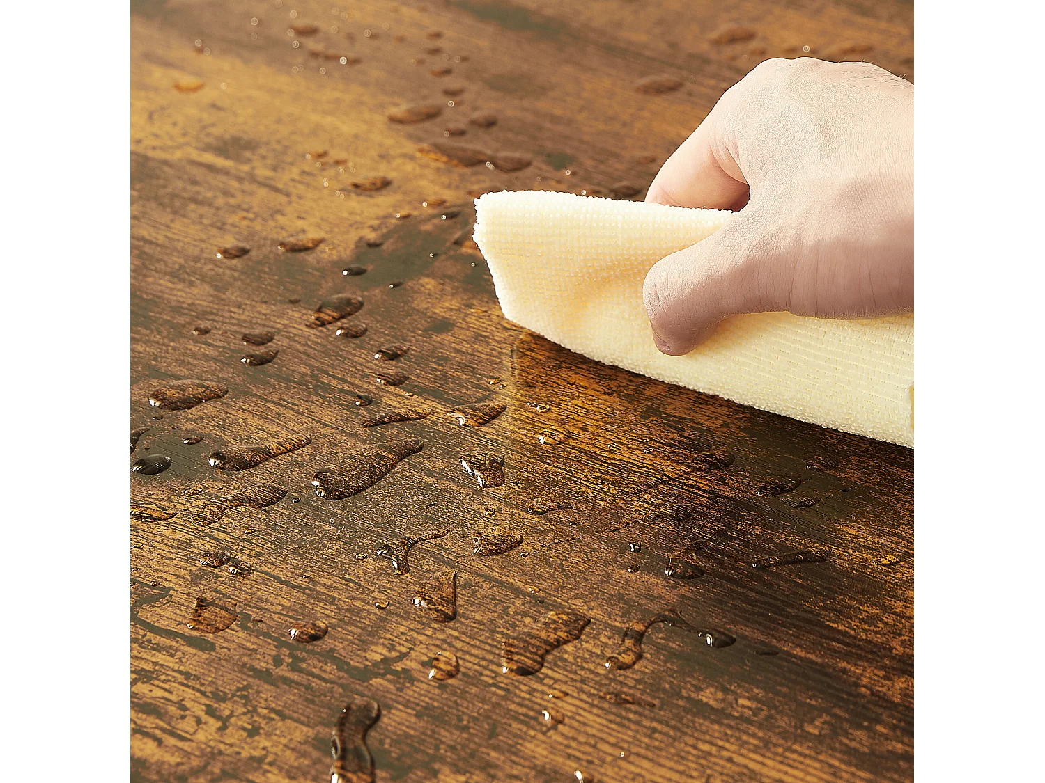 URBAN MEUBLE Table de salle à manger ronde vintage effet bois marron rustique 90*90cm