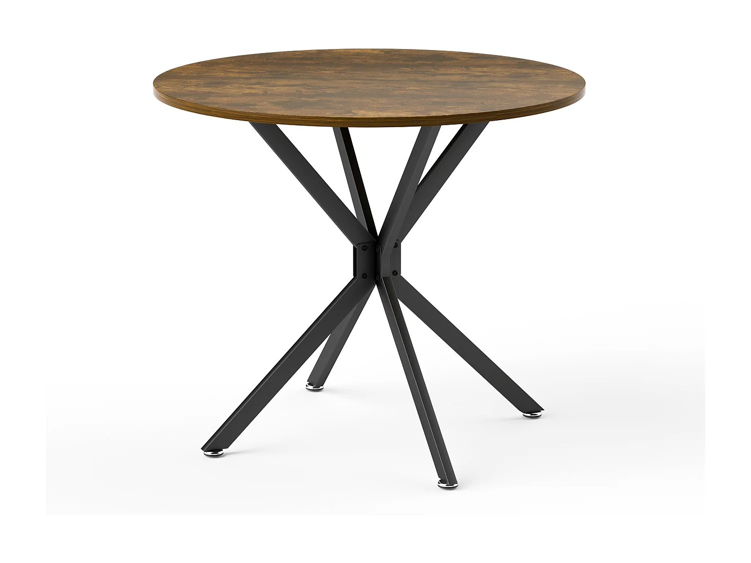 URBAN MEUBLE Table de salle à manger ronde vintage effet bois marron rustique 90*90cm