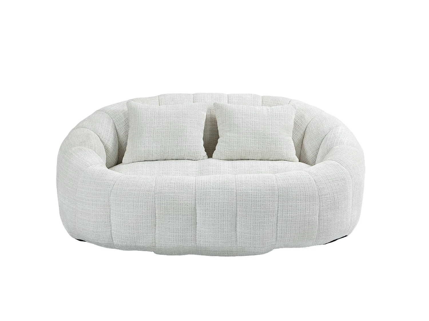 URBAN MEUBLE Canapé compact rond 2 places Loveseat en chenille beige et 2 cousins