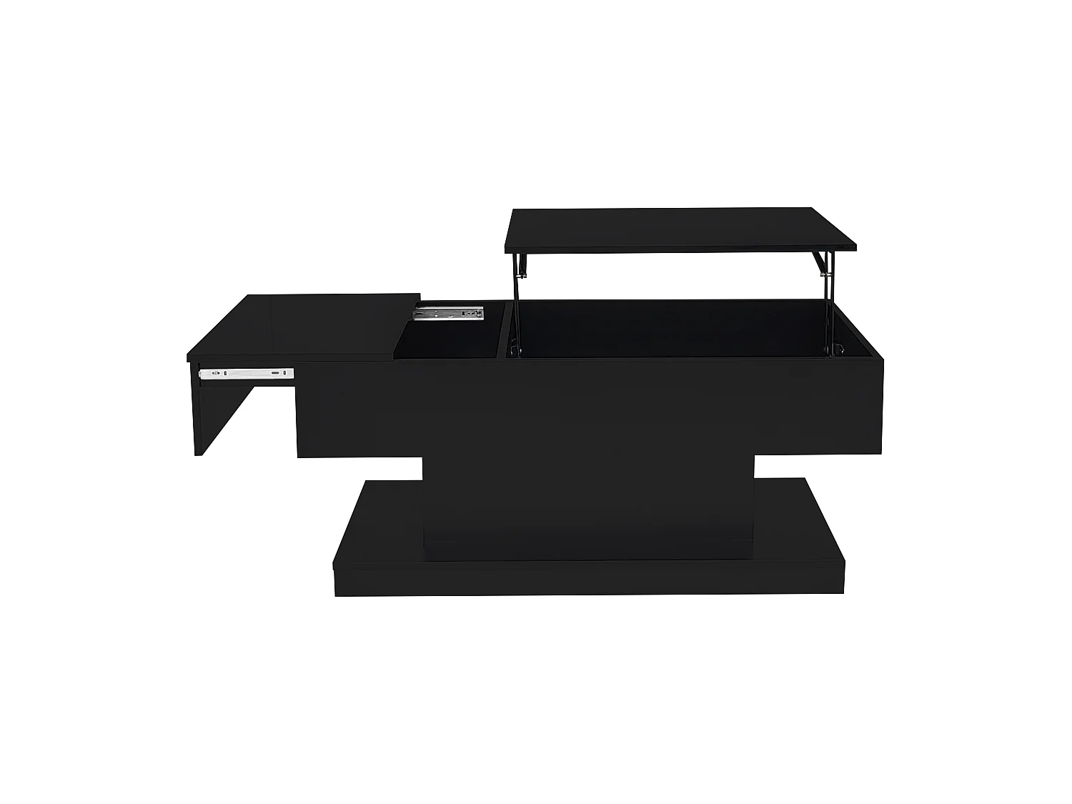 URBAN MEUBLE Table basse relevable laqué noire avec éclairage LED 100x50 cm