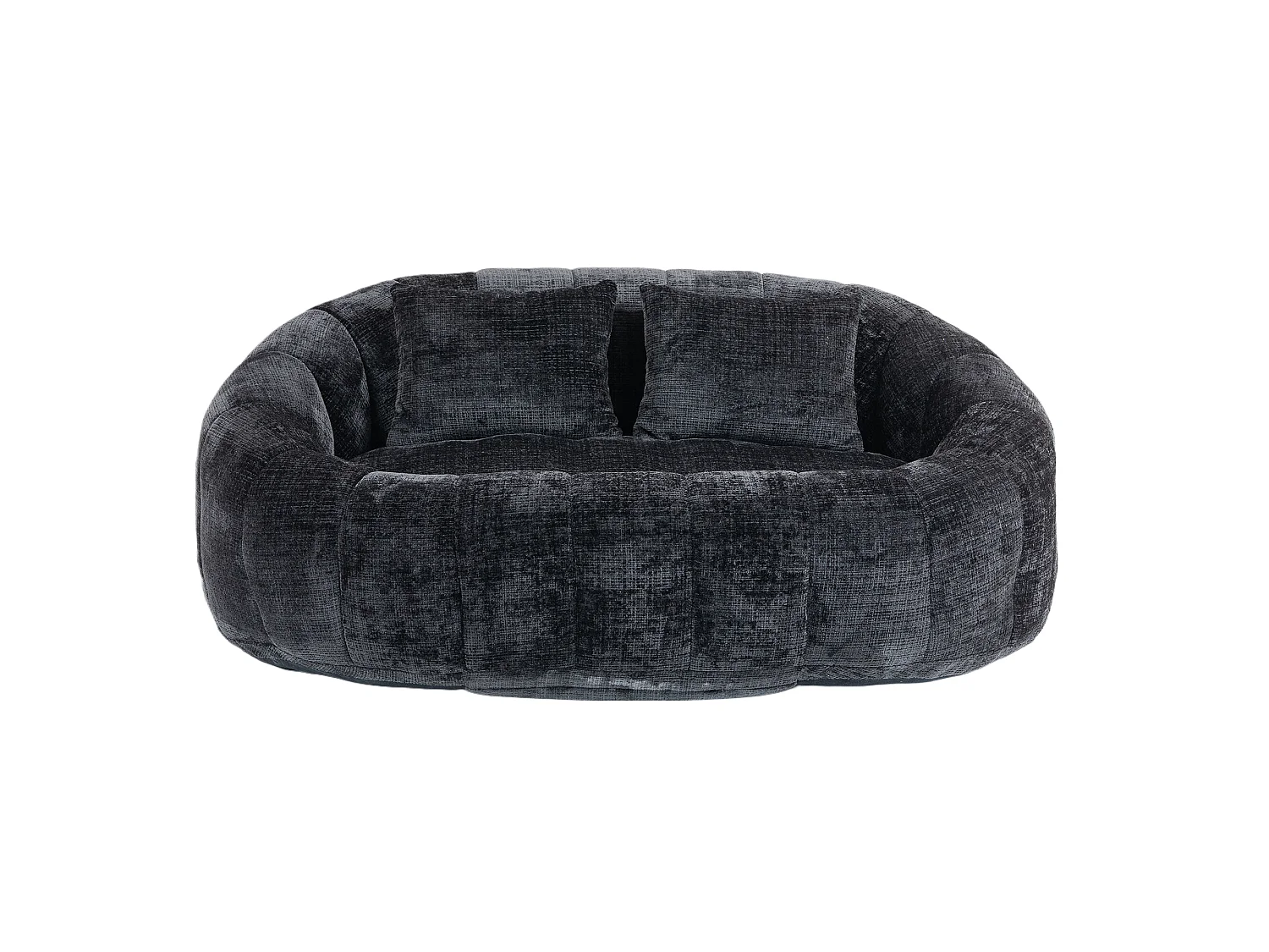 URBAN MEUBLE Canapé compact rond 2 places Loveseat en chenille noir anthracite et 2 cousins
