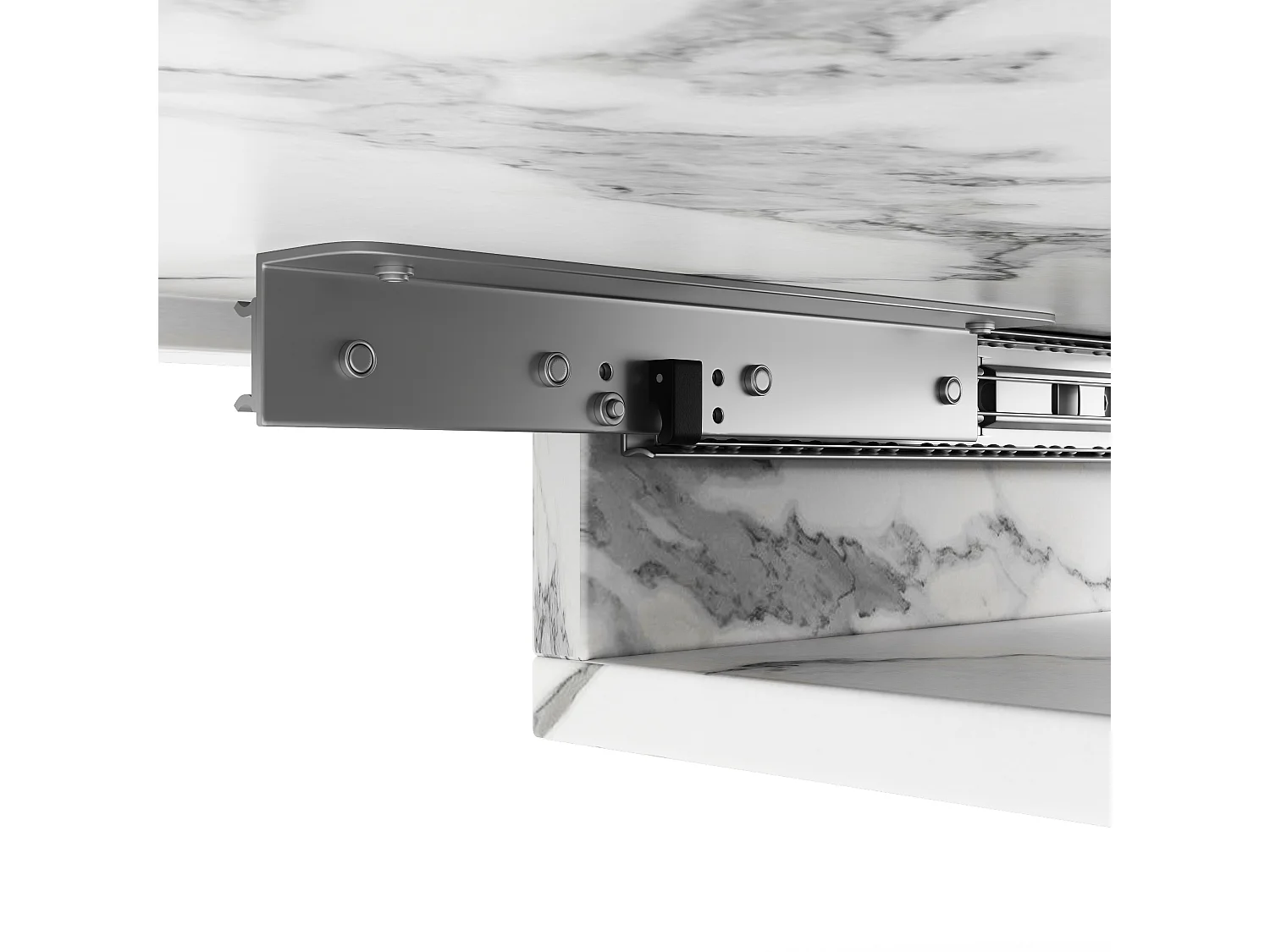 URBAN MEUBLE Table à manger extensible imitation marbre blanc 120-160cm et pieds noir en forme d'étoile