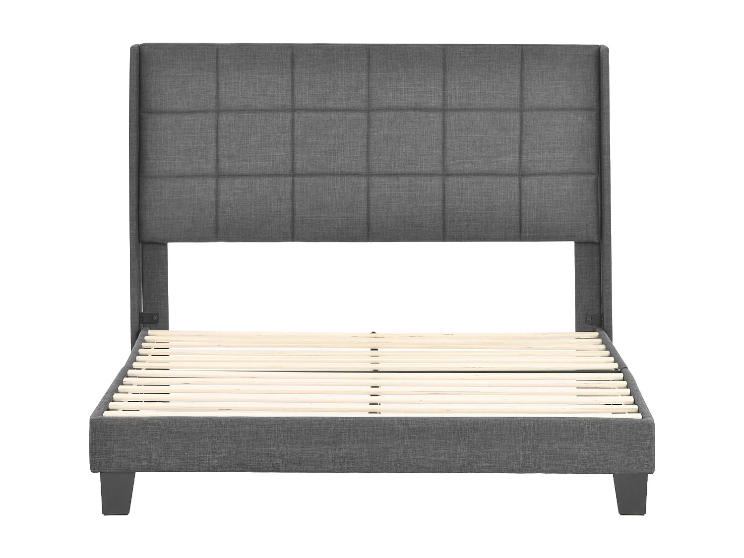 URBAN MEUBLE Ensemble lit double rembourré en lin gris 140x200 avec sommier à lattes(Matelas non inclus)